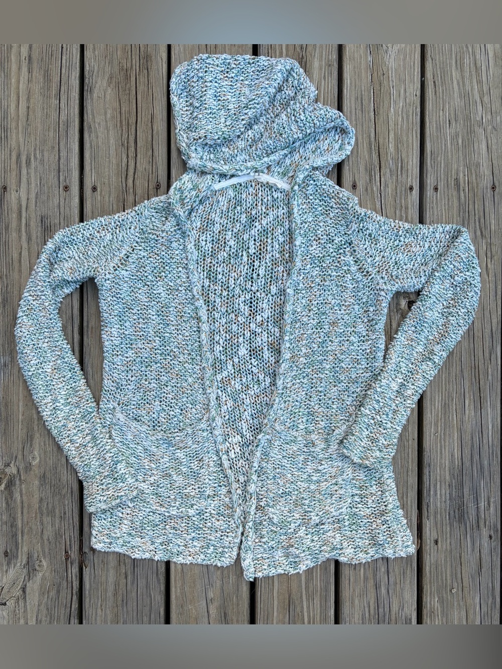 Anthropologie Moth Multicolor Speckled Hooded Cardigan